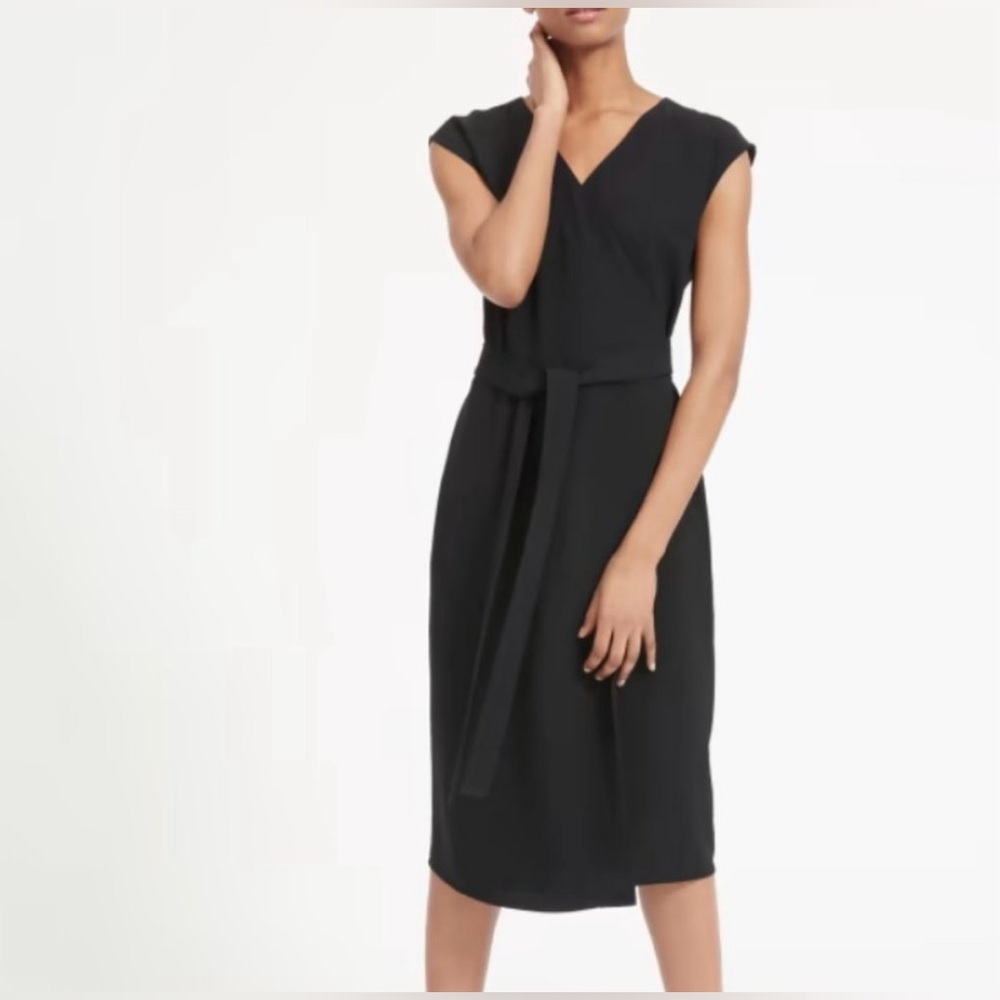 Everlane Dark Navy Japanese Go-Weave Wrap Dress